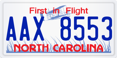 NC license plate AAX8553