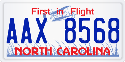 NC license plate AAX8568