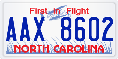 NC license plate AAX8602