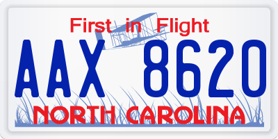 NC license plate AAX8620