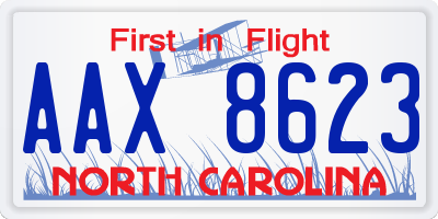 NC license plate AAX8623