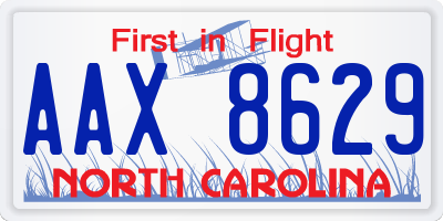 NC license plate AAX8629