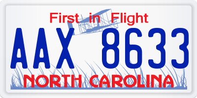 NC license plate AAX8633