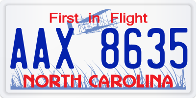 NC license plate AAX8635