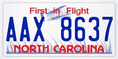 NC license plate AAX8637