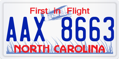 NC license plate AAX8663