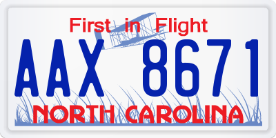 NC license plate AAX8671