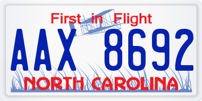 NC license plate AAX8692