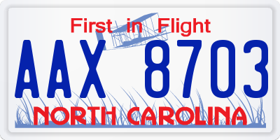NC license plate AAX8703