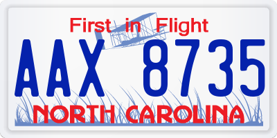 NC license plate AAX8735