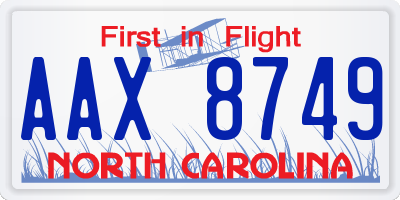 NC license plate AAX8749