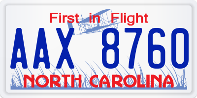 NC license plate AAX8760