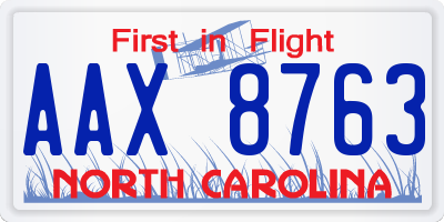 NC license plate AAX8763