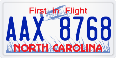 NC license plate AAX8768