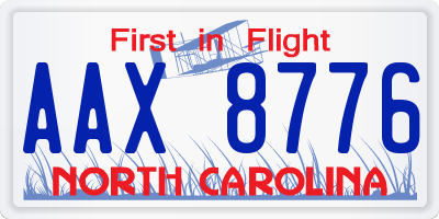NC license plate AAX8776