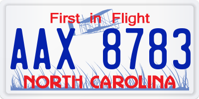 NC license plate AAX8783