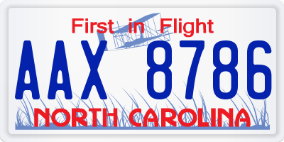 NC license plate AAX8786