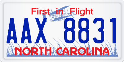 NC license plate AAX8831