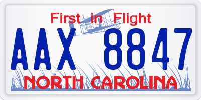 NC license plate AAX8847