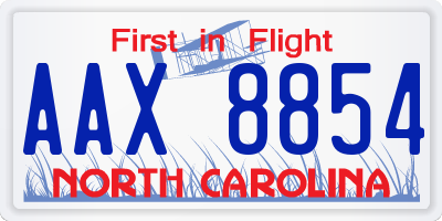NC license plate AAX8854