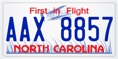 NC license plate AAX8857