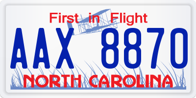 NC license plate AAX8870
