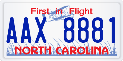 NC license plate AAX8881