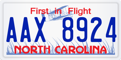NC license plate AAX8924
