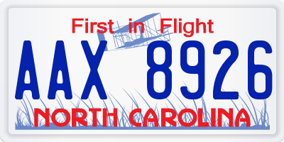 NC license plate AAX8926