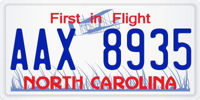 NC license plate AAX8935