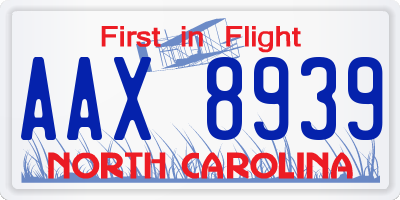 NC license plate AAX8939