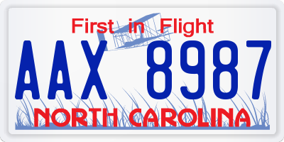 NC license plate AAX8987