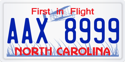 NC license plate AAX8999