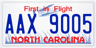 NC license plate AAX9005