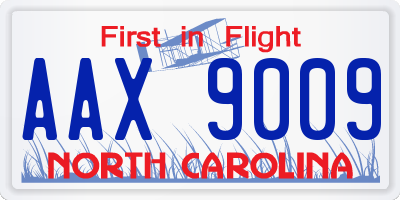 NC license plate AAX9009