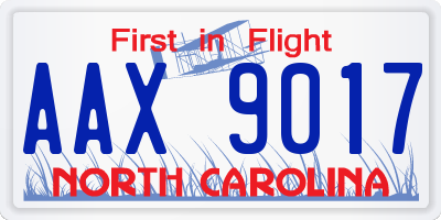NC license plate AAX9017