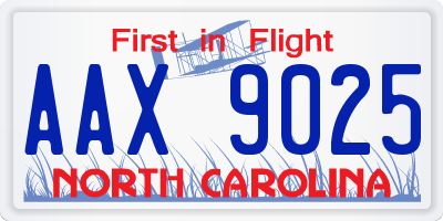 NC license plate AAX9025