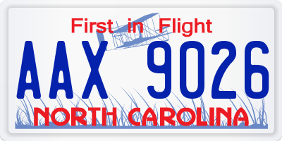 NC license plate AAX9026
