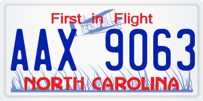 NC license plate AAX9063