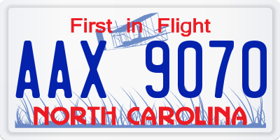 NC license plate AAX9070