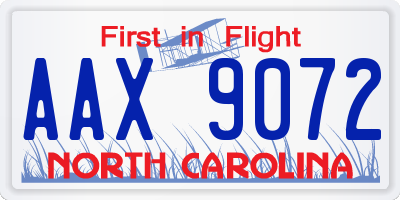 NC license plate AAX9072