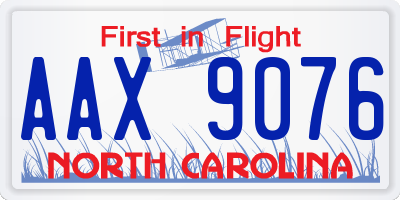 NC license plate AAX9076
