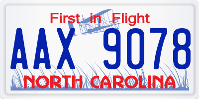 NC license plate AAX9078