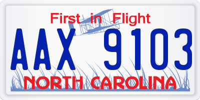 NC license plate AAX9103