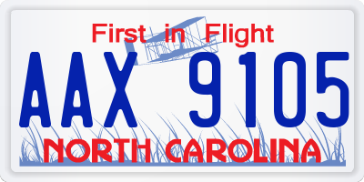 NC license plate AAX9105
