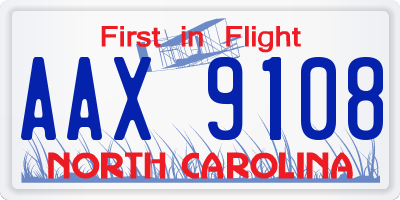 NC license plate AAX9108
