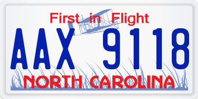 NC license plate AAX9118