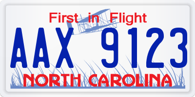 NC license plate AAX9123