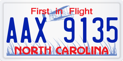 NC license plate AAX9135