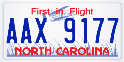 NC license plate AAX9177